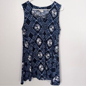 Bobbie Brooks Sleeveless Navy Blue Patterned Dress